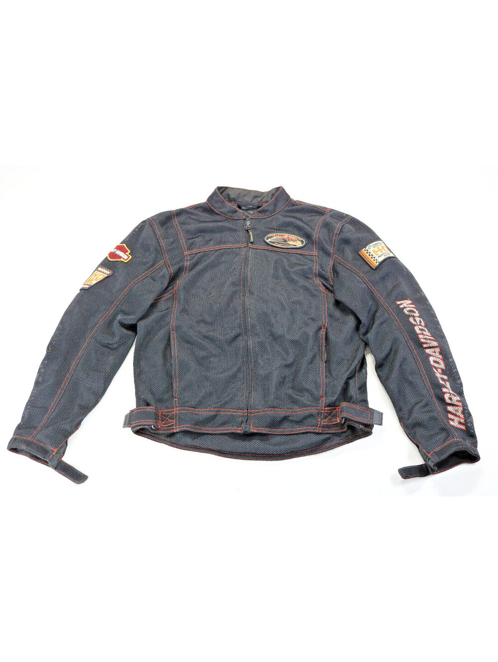 harley davidson jacket M black orange bar shield HDMC patches mesh armor pockets